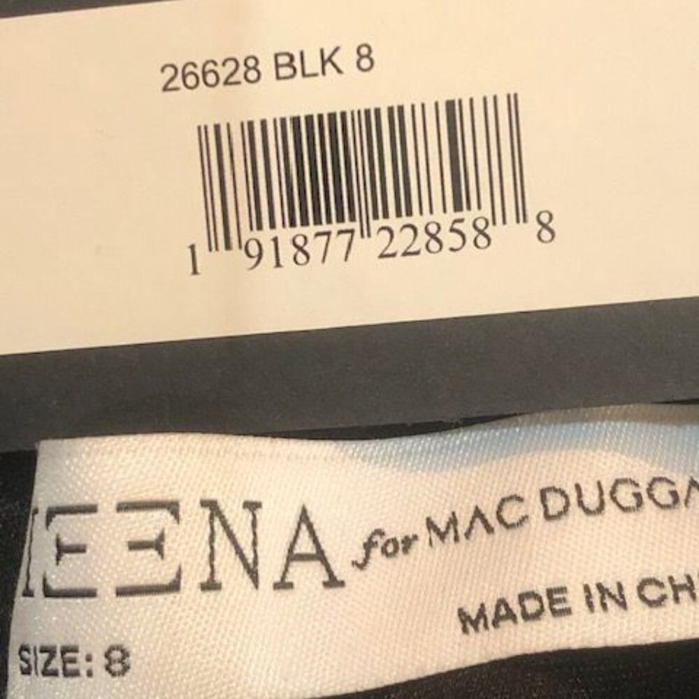 NEW | Mac Duggal 26628 Black Satin Lapel Puff Sleeve Tea Length Dress 8 - Picture 4 of 5